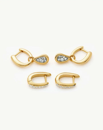 The Treat Yourself Hoop Set | 18k Gold Plated/Cubic Zirconia Earring Sets Missoma 