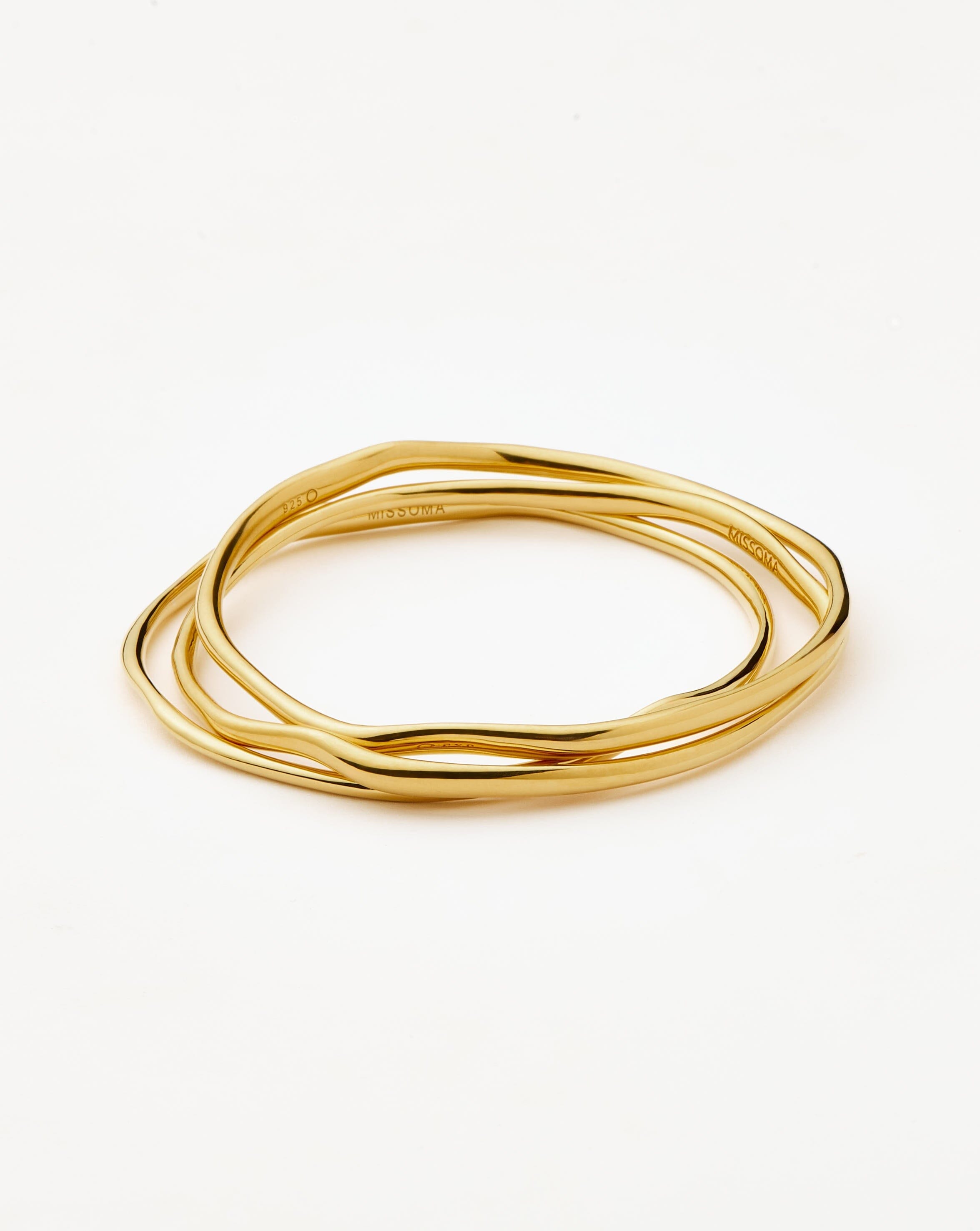 Trio Molten Ripple Bangle Bracelet Set | 18k Gold Vermeil Bracelets Missoma 