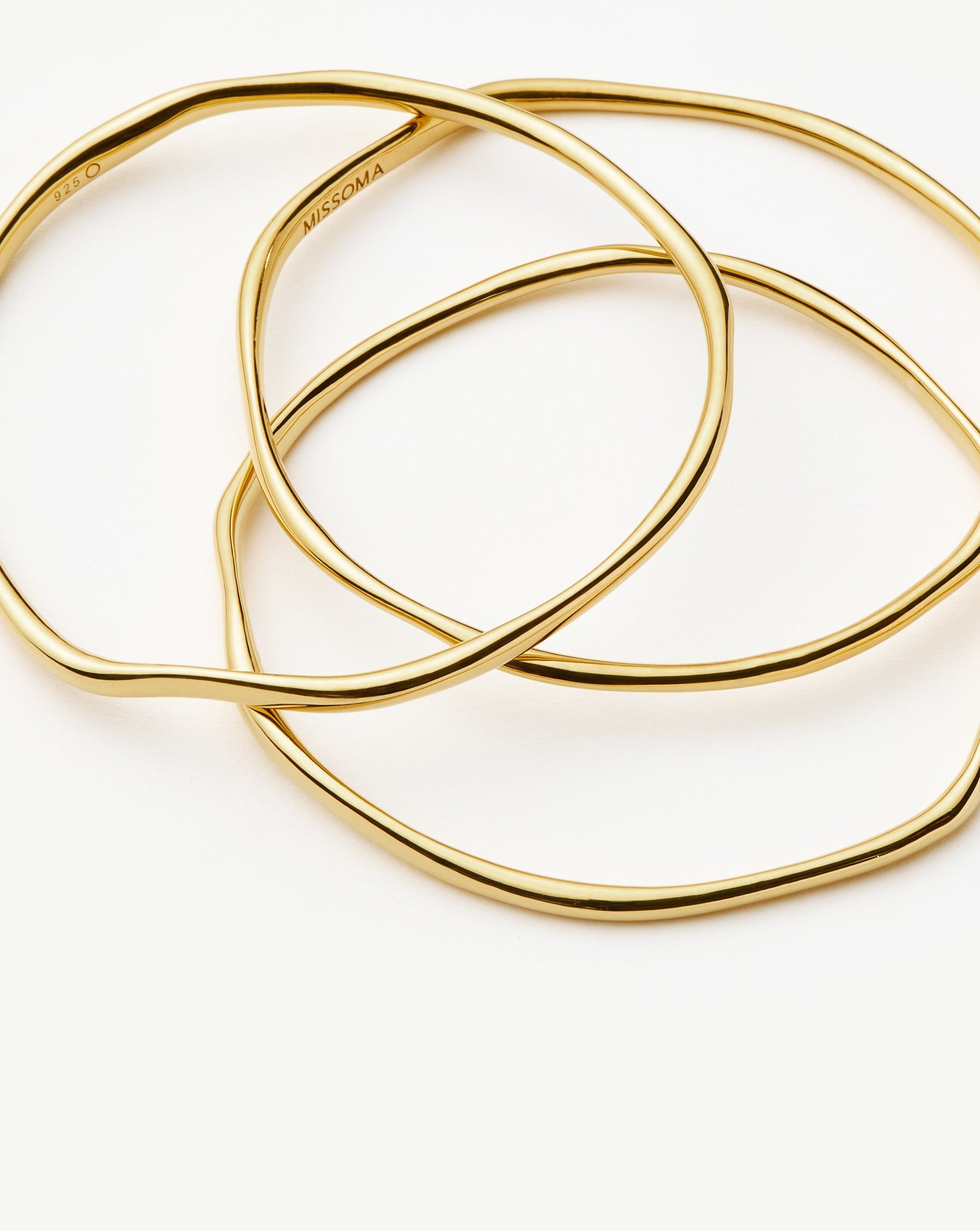 Trio Molten Ripple Bangle Bracelet Set | 18k Gold Vermeil Bracelets Missoma 