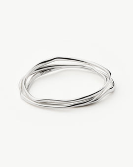 Trio Molten Ripple Bangle Bracelet Set 