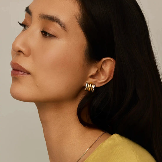 Triple Ridge Oversized Studs | 18k Gold Plated/Platinum Plated Earrings Missoma 