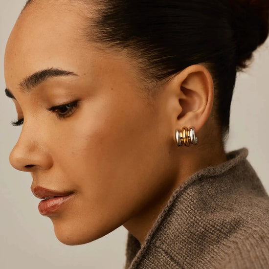 Triple Ridge Oversized Studs | 18k Gold Plated/Platinum Plated Earrings Missoma 
