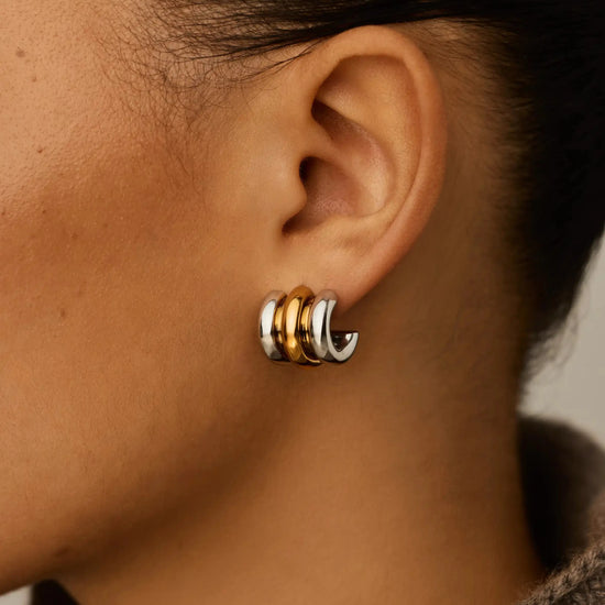 Triple Ridge Oversized Studs | 18k Gold Plated/Platinum Plated Earrings Missoma 
