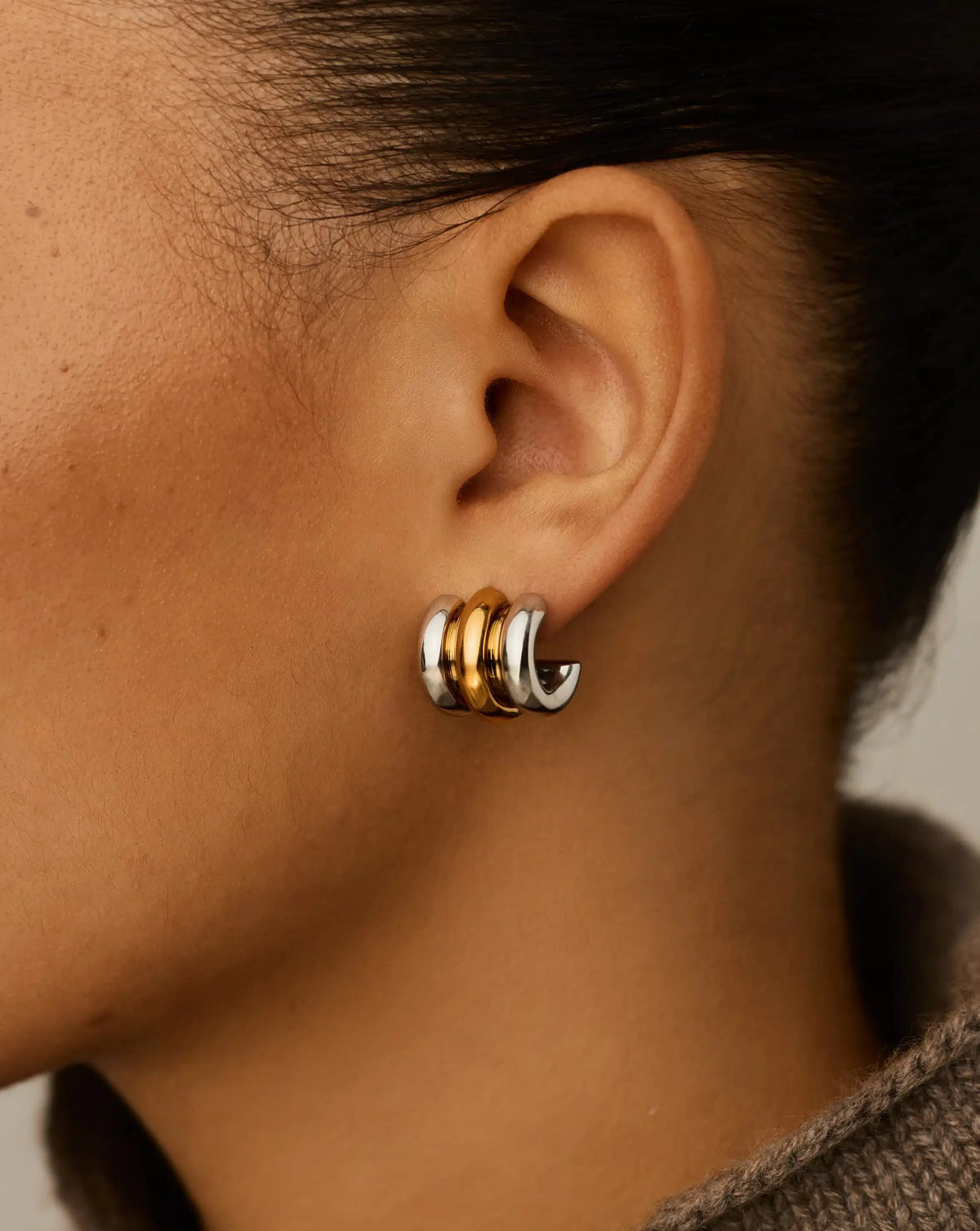 Triple Ridge Oversized Studs | 18k Gold Plated/Platinum Plated Earrings Missoma 