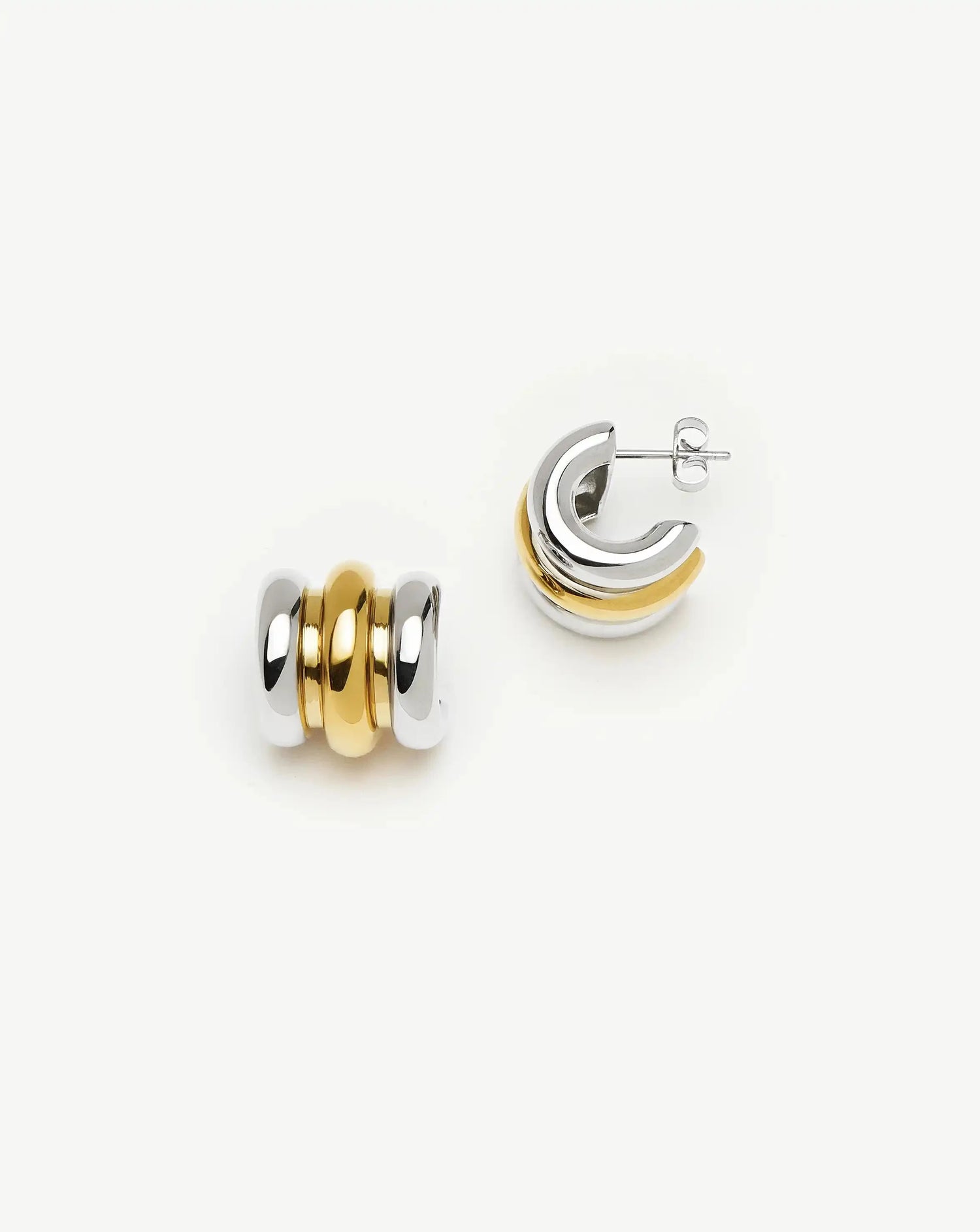 Triple Ridge Oversized Studs | 18k Gold Plated/Platinum Plated Earrings Missoma 