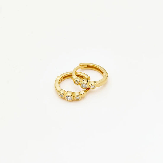 Triple Stone Small Hoop Earrings | 18k Gold Plated Earrings Missoma 