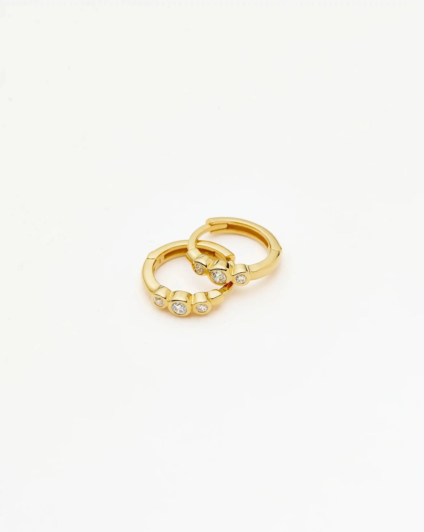 Triple Stone Small Hoop Earrings | 18k Gold Plated Earrings Missoma 