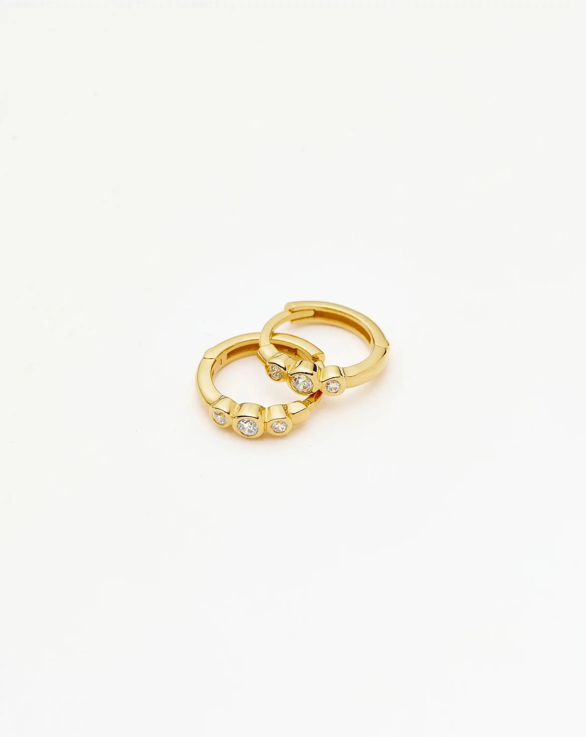 Triple Stone Small Hoop Earrings | 18k Gold Plated Earrings Missoma 