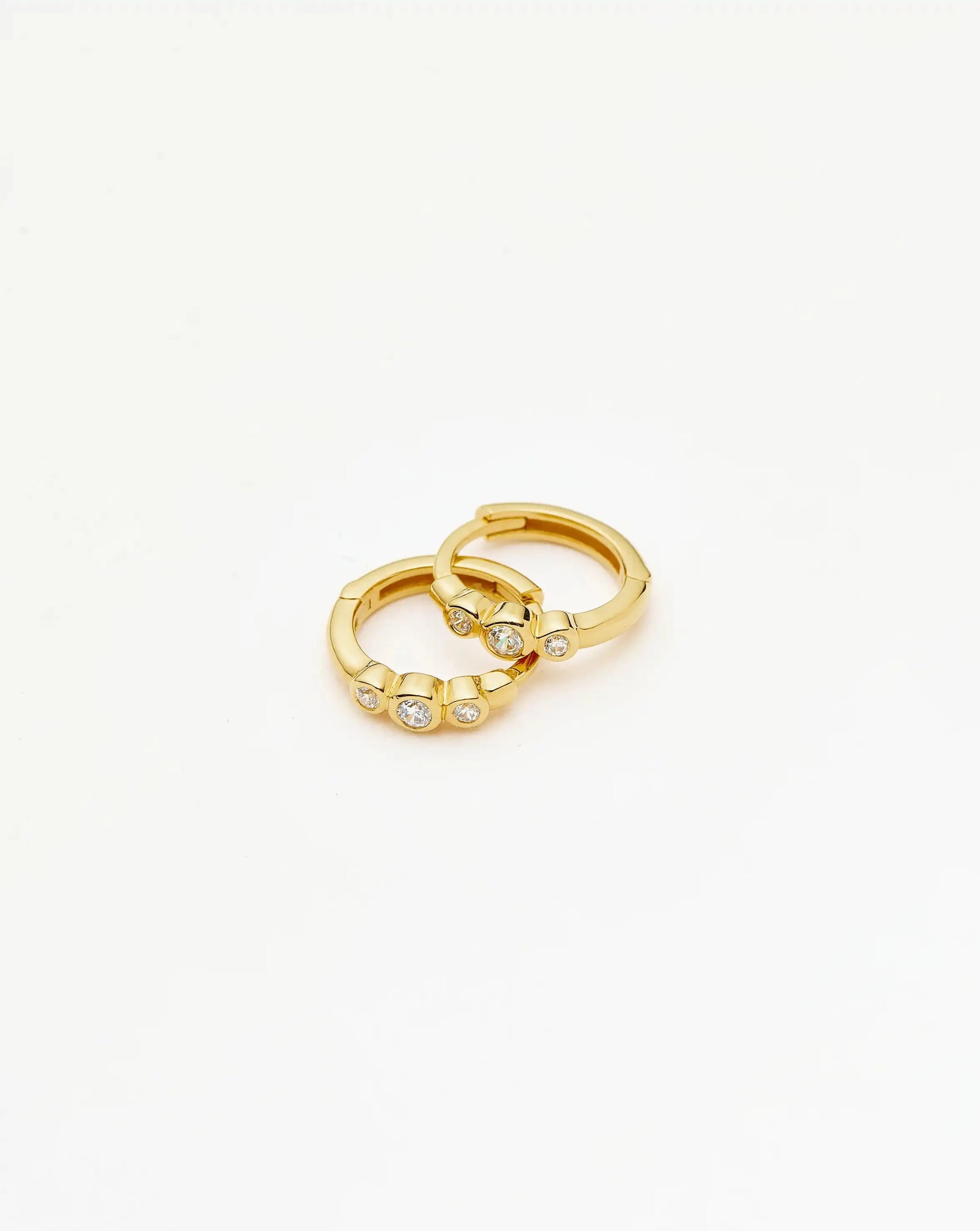Triple Stone Small Hoop Earrings | 18k Gold Plated Earrings Missoma 