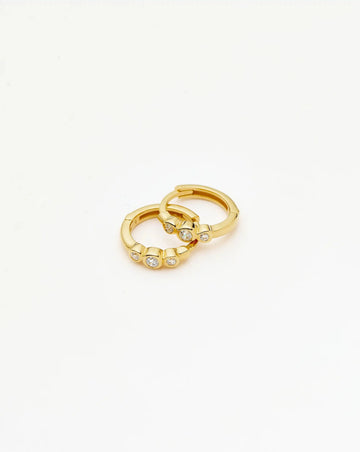 Triple Stone Small Hoop Earrings | 18k Gold Plated Earrings Missoma 