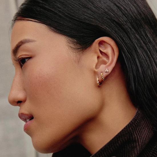 Triple Stone Small Hoop Earrings | 18k Gold Plated Earrings Missoma 