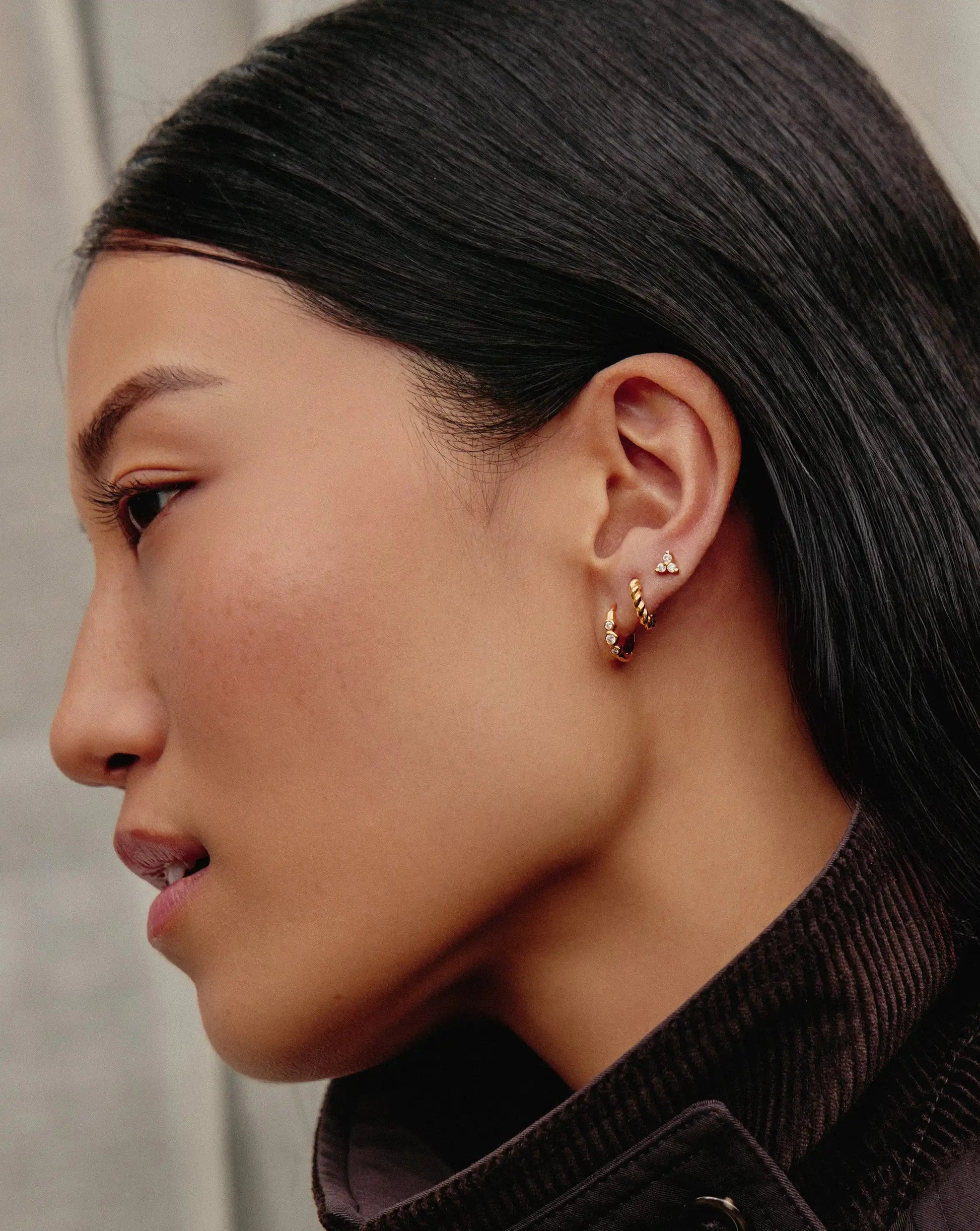 Triple Stone Small Hoop Earrings | 18k Gold Plated Earrings Missoma 
