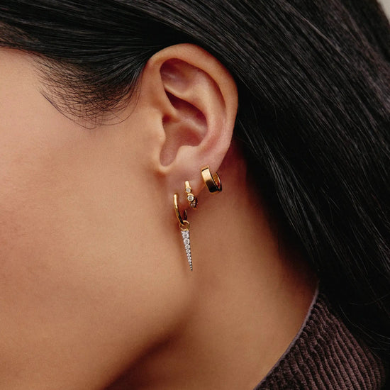 Triple Stone Small Hoop Earrings | 18k Gold Plated Earrings Missoma 