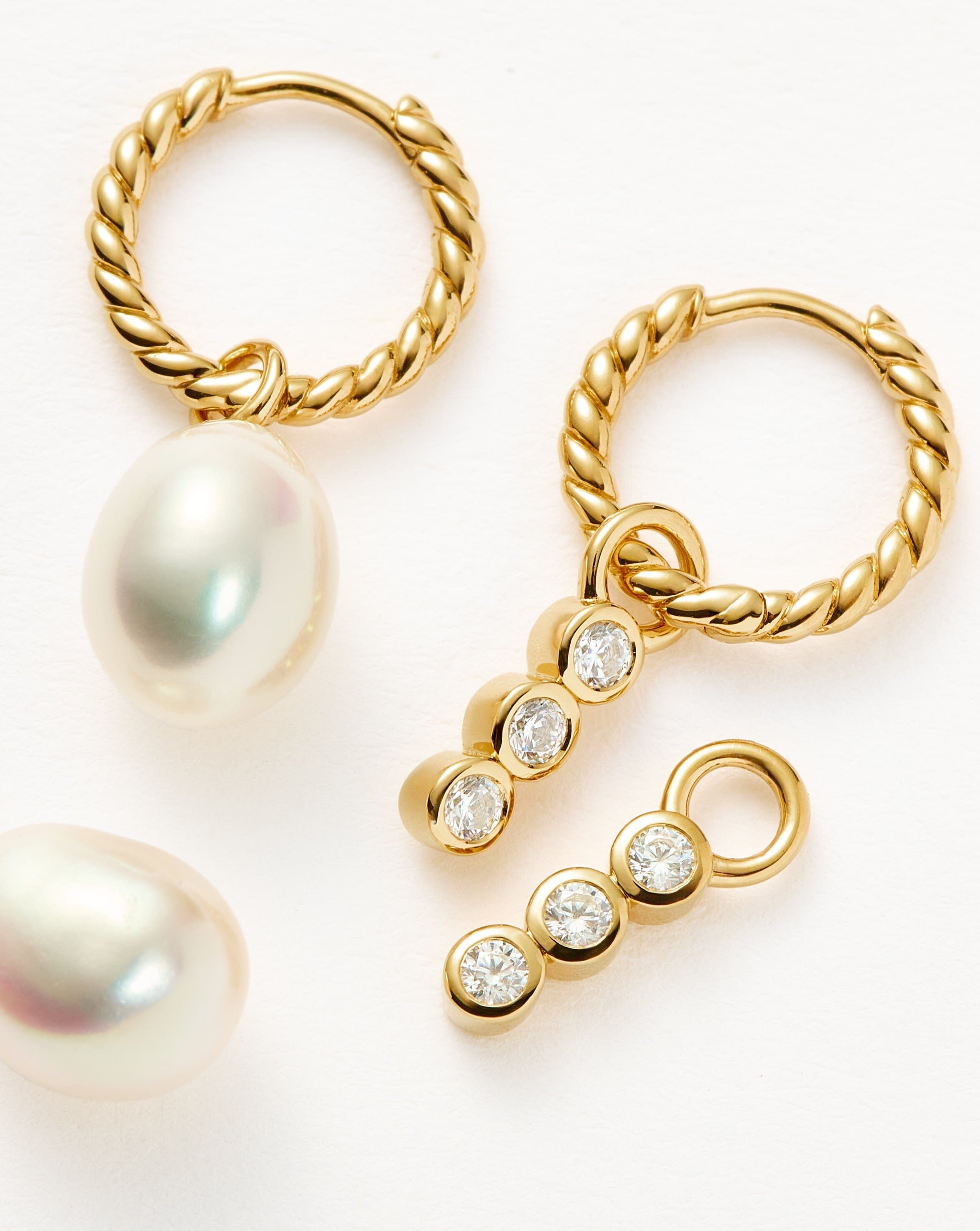 Twisted Pearl & Drop Hoop Earring Set | 18k Gold Plated Vermeil/Pearl Set Missoma 