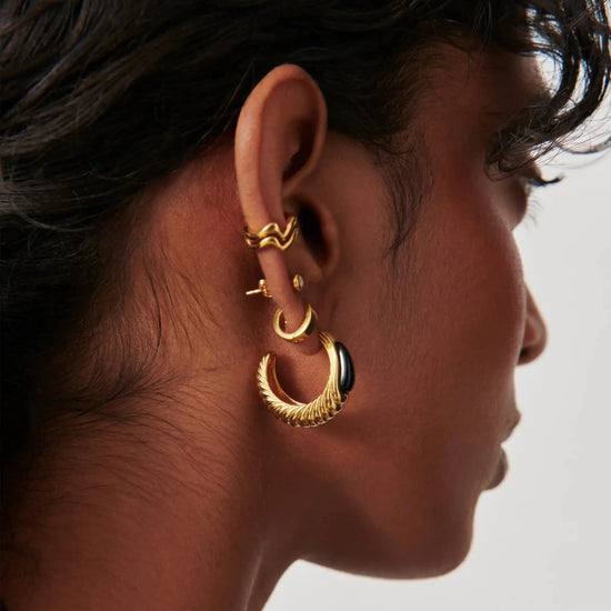 Wavy Ridge Gemstone Medium Hoop Earrings Earrings Missoma 