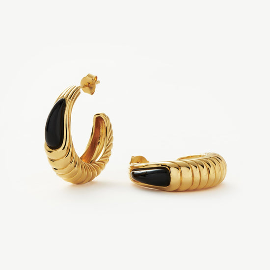 Wavy Ridge Gemstone Medium Hoop Earrings Earrings Missoma 