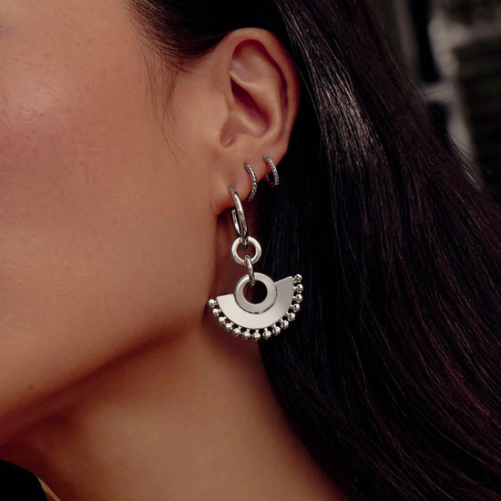 Zenyu Fan Chandelier Hoop Earrings | Silver Plated Earrings Missoma 
