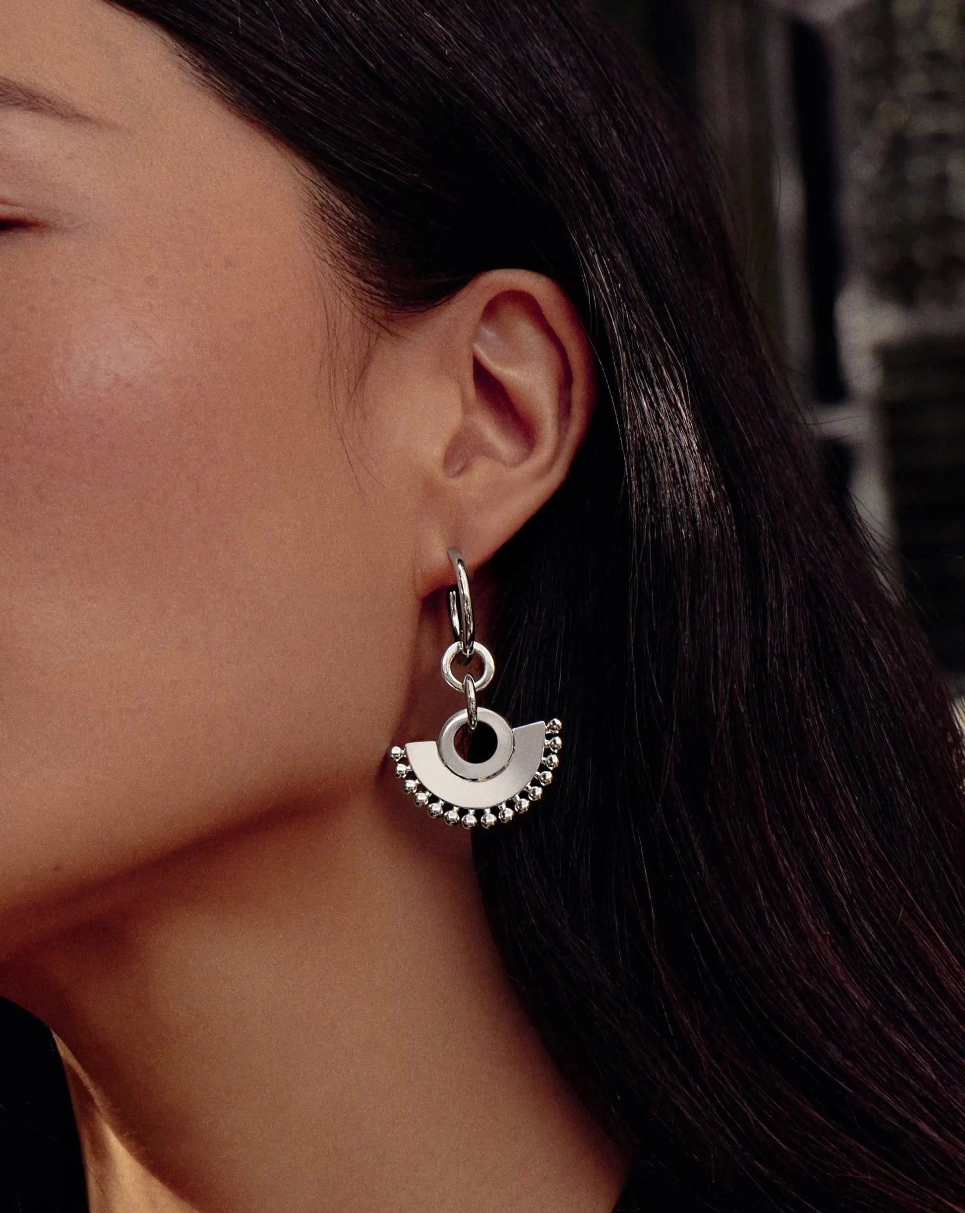 Zenyu Fan Chandelier Hoop Earrings | Silver Plated Earrings Missoma 