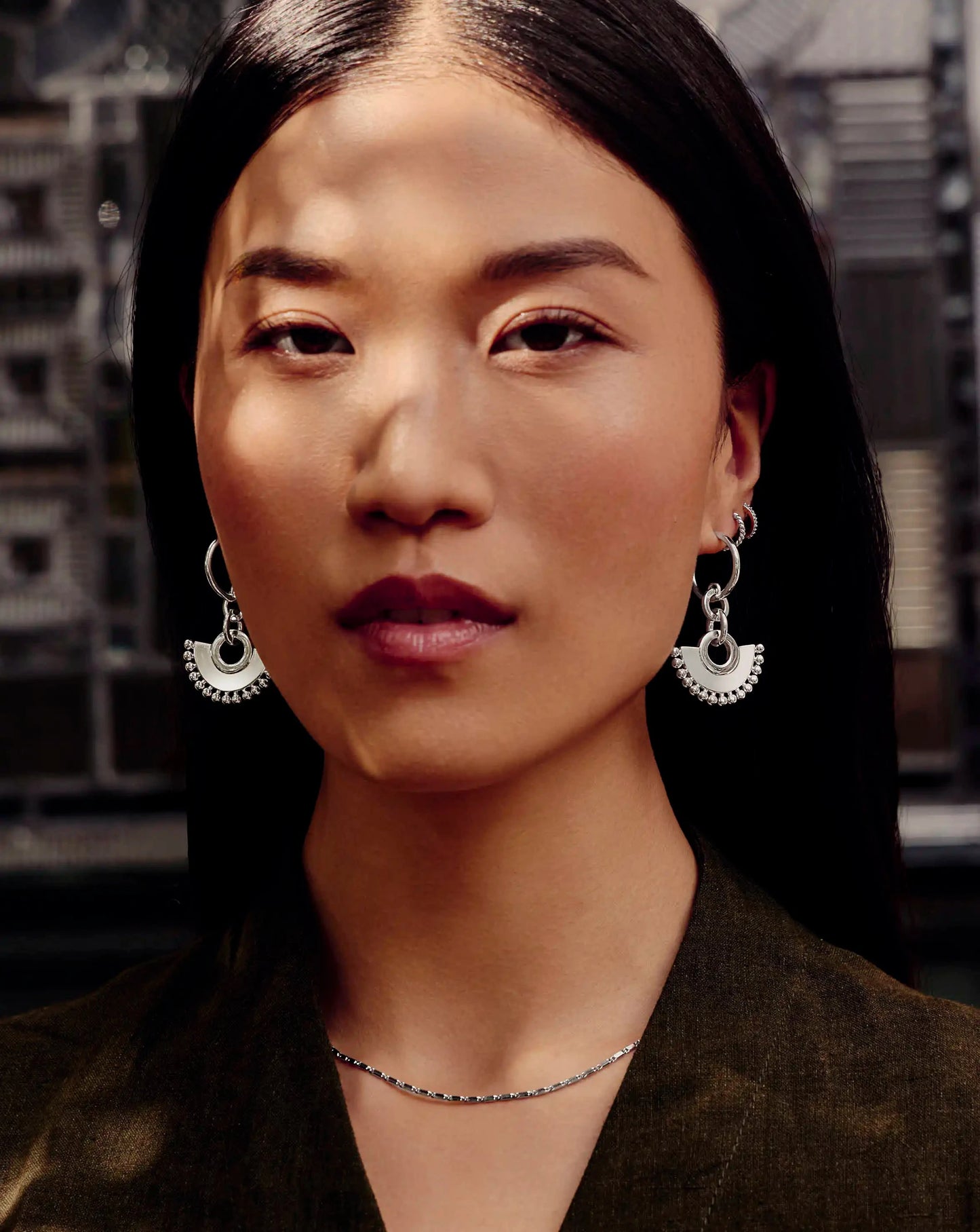 Zenyu Fan Chandelier Hoop Earrings | Silver Plated Earrings Missoma 