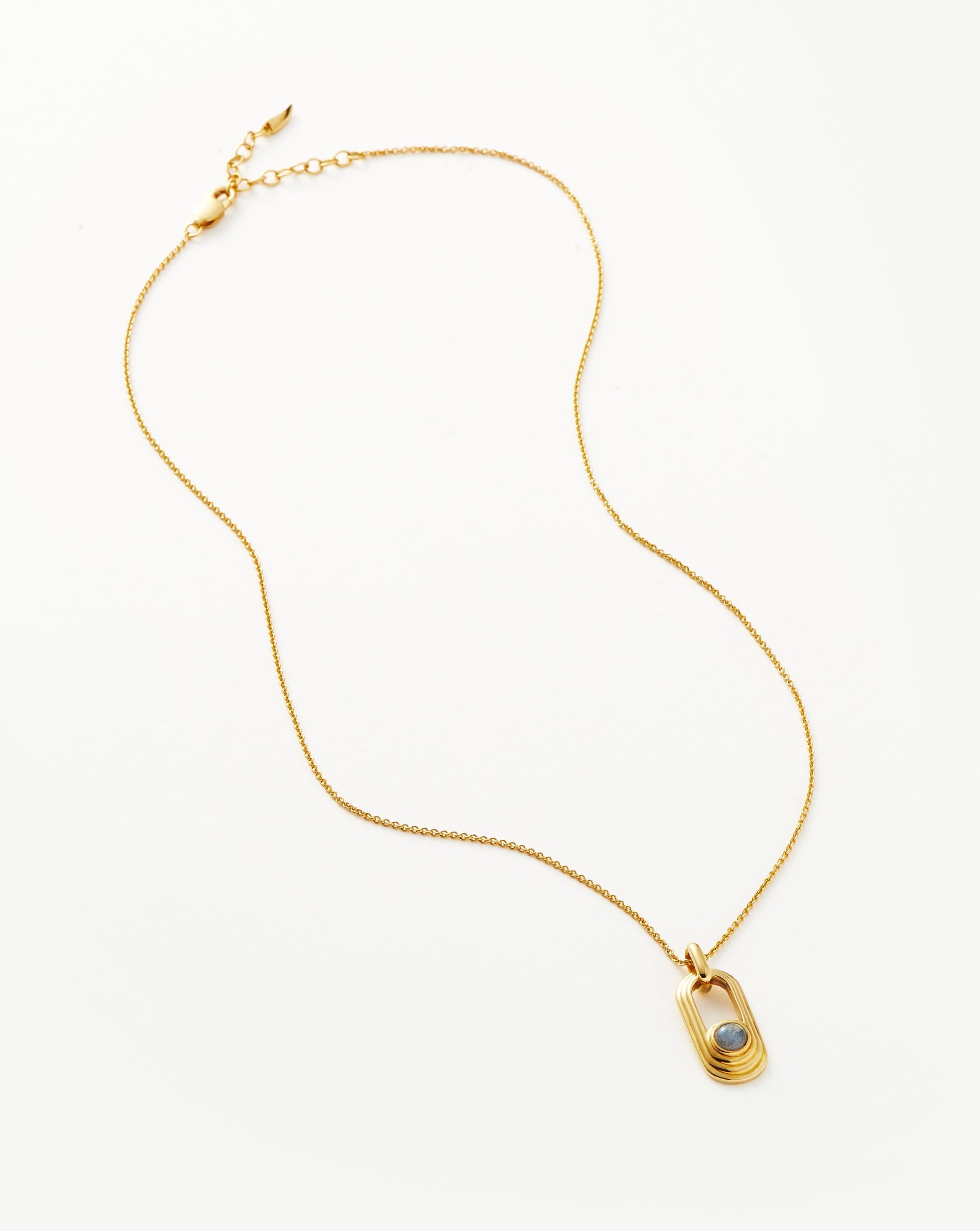 Zenyu Link Gemstone Ovate Pendant Necklace | 18ct Gold Plated/Labradorite Necklaces Missoma 