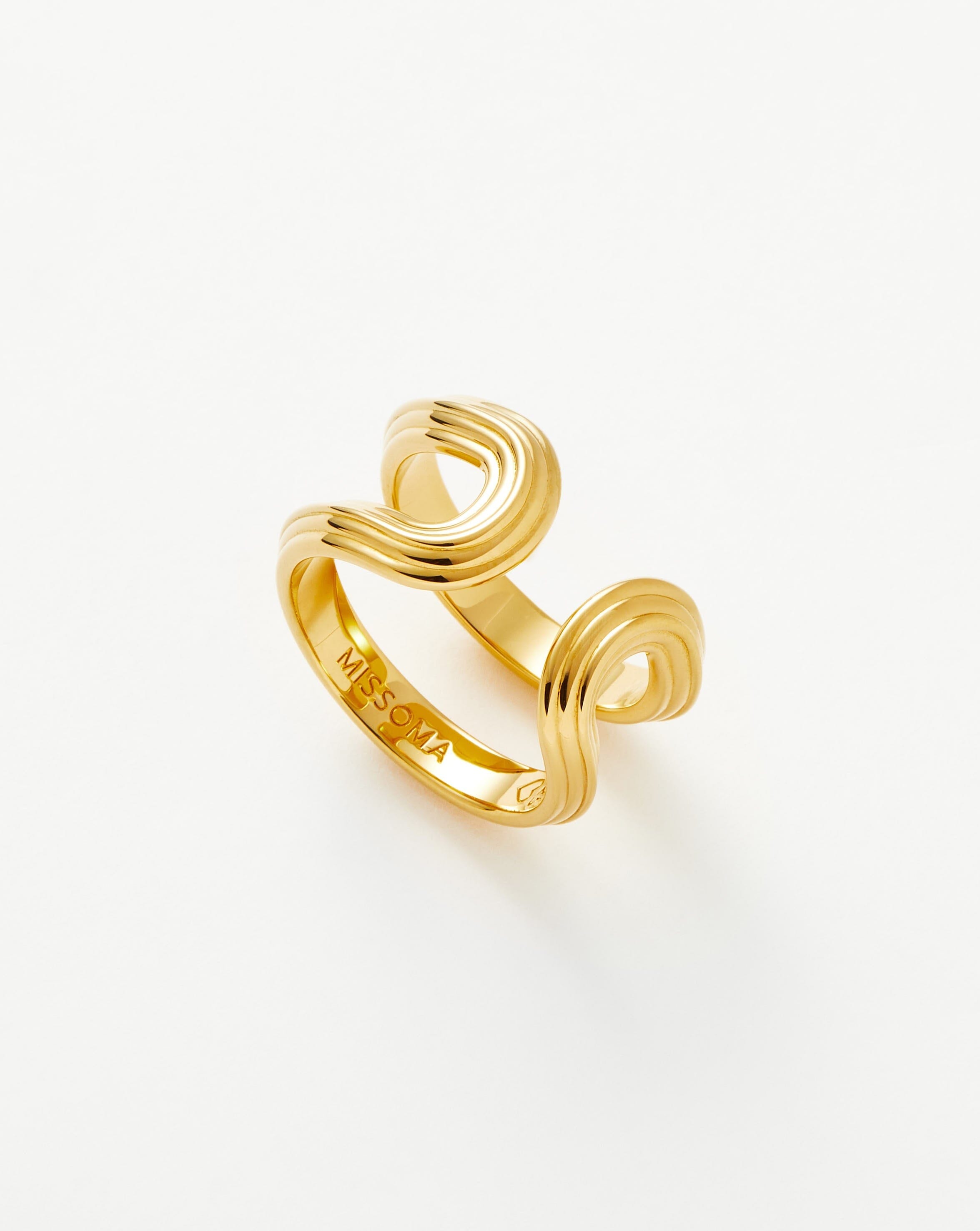 Zenyu Link Ridge Open Ring | 18ct Gold Plated Vermeil Rings Missoma 