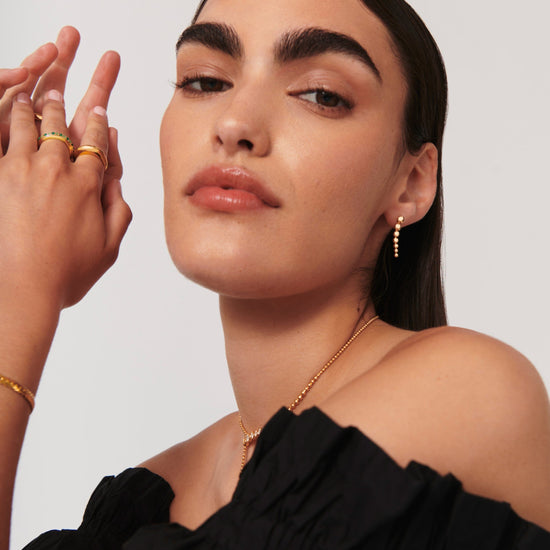 Articulated Beaded Drop Stud Earrings | 18ct Gold Plated Vermeil Earrings Missoma 