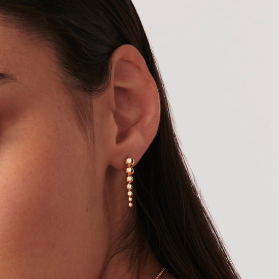 Articulated Beaded Drop Stud Earrings | 18ct Gold Plated Vermeil Earrings Missoma 