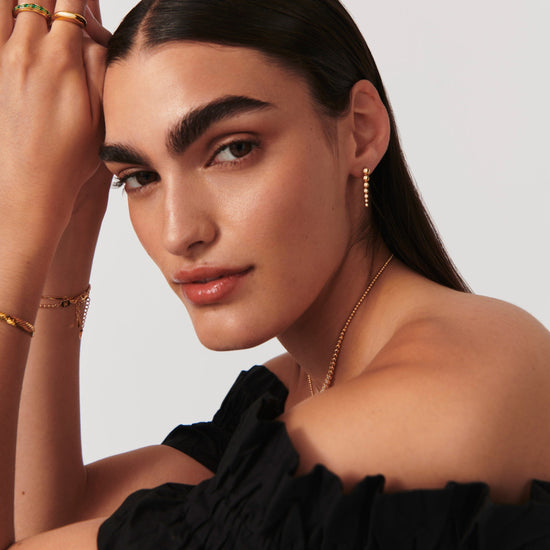 Articulated Beaded Drop Stud Earrings | 18ct Gold Plated Vermeil Earrings Missoma 