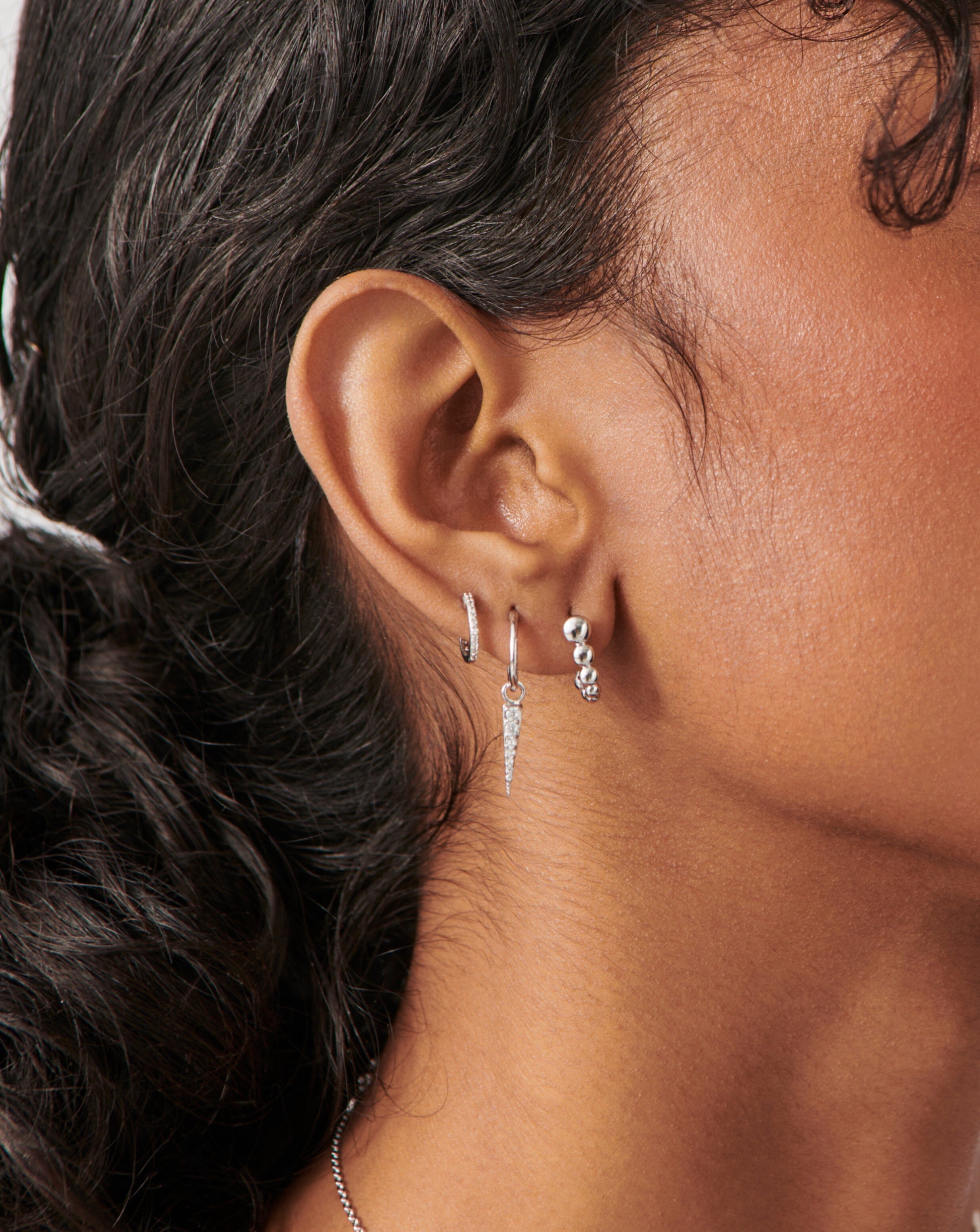 Articulated Beaded Ovate Huggies | Sterling Silver Earrings Missoma 