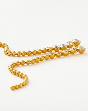 Articulated Beaded Stone Extra Long Drop Stud Earrings | 18ct Gold Plated Vermeil/Cubic Zirconia Earrings Missoma 