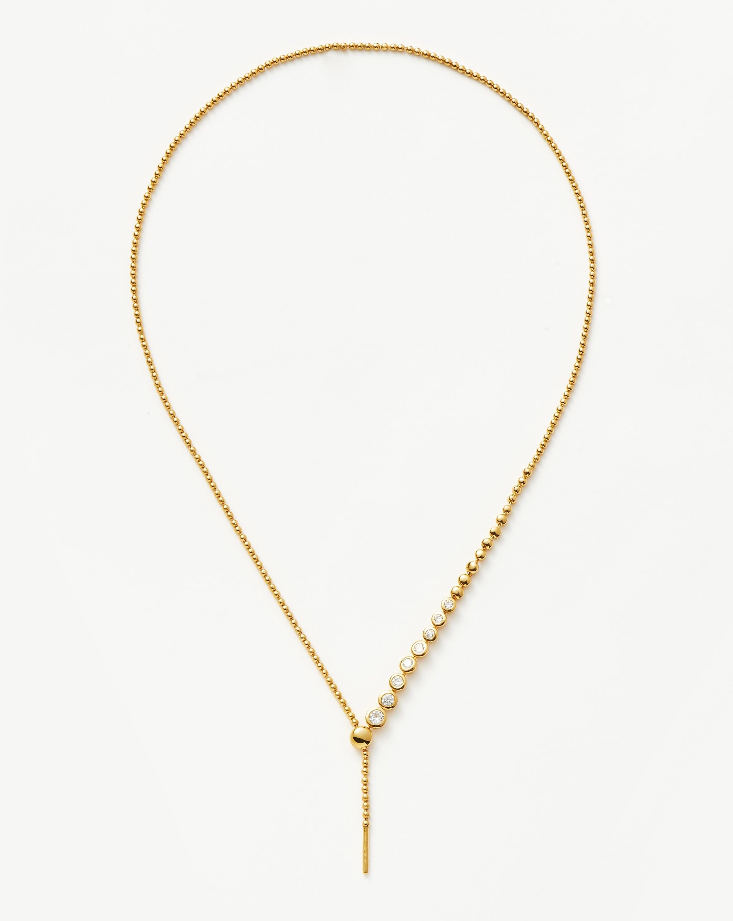 Articulated Beaded Stone Slider Lariat Necklace | 18ct Gold Plated Vermeil/Cubic Zirconia Necklaces Missoma 