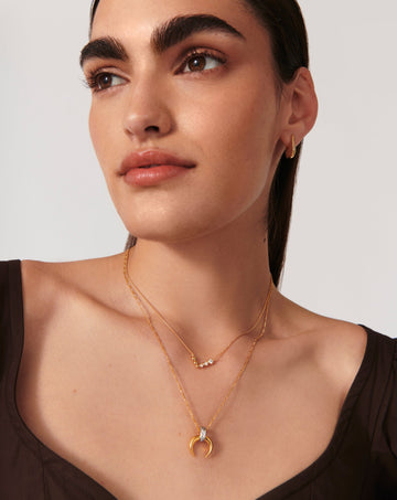 Articulated Reversible Beaded Stone Floating Necklace | 18ct Gold Plated Vermeil/Cubic Zirconia Necklaces Missoma 