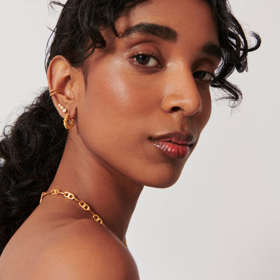 Articulated Triple Stone Stud Earrings | 18ct Gold Plated Vermeil/Cubic Zirconia Earrings Missoma 