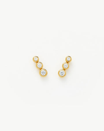 Articulated Triple Stone Stud Earrings | 18ct Gold Plated Vermeil/Cubic Zirconia Earrings Missoma 