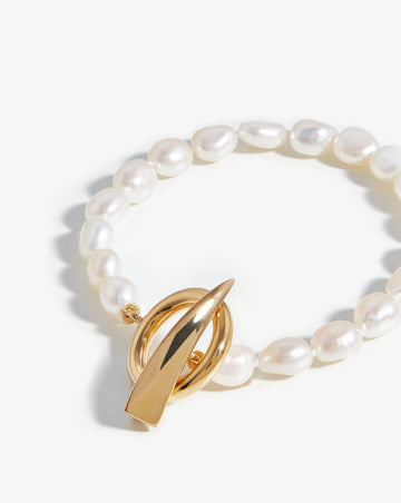 Baroque Pearl Claw T-Bar Bracelet | 18ct Gold Plated Vermeil/Pearl Bracelets Missoma 