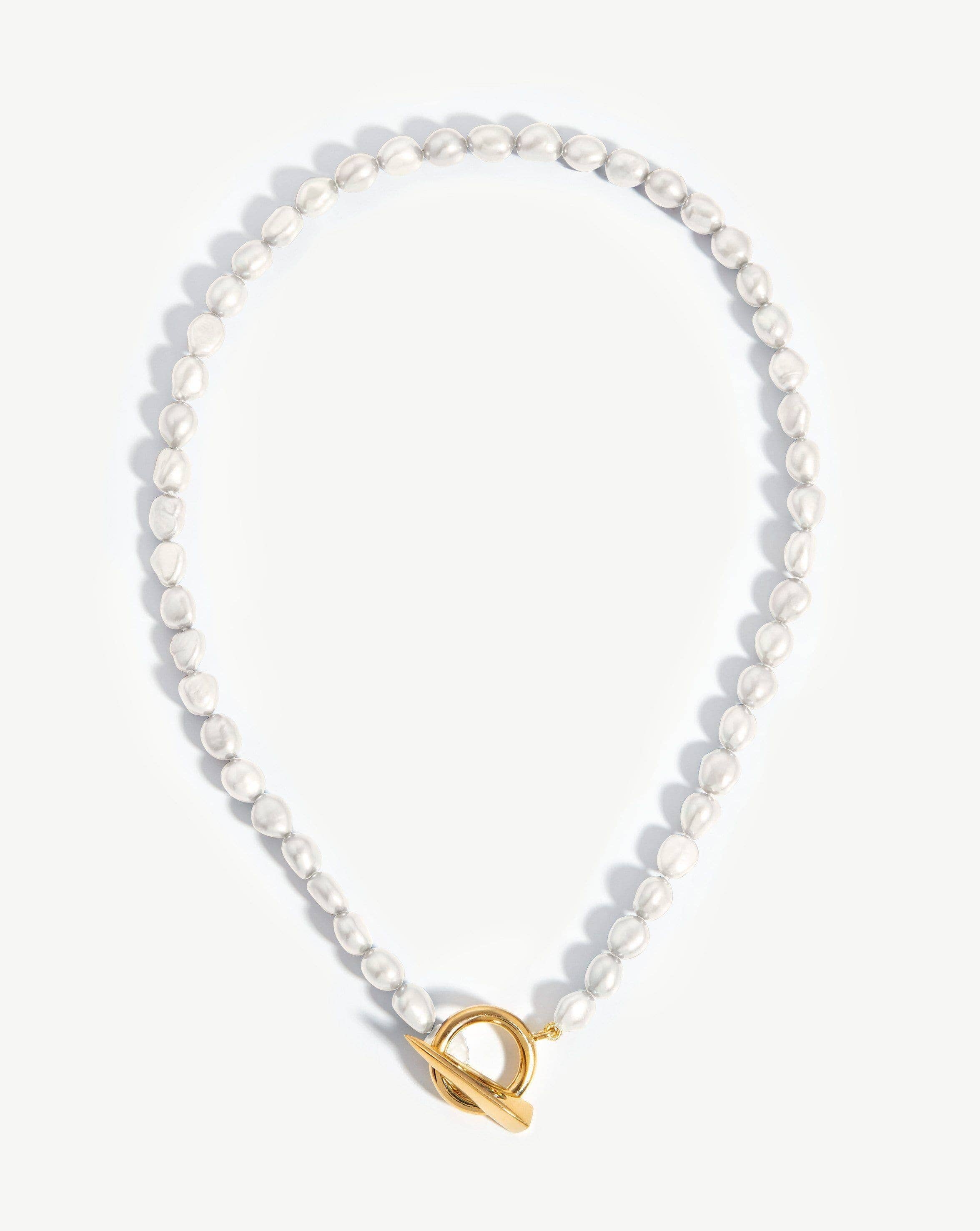 Baroque Pearl Claw T-Bar Necklace | 18ct Gold Plated Vermeil/Pearl Necklaces Missoma 