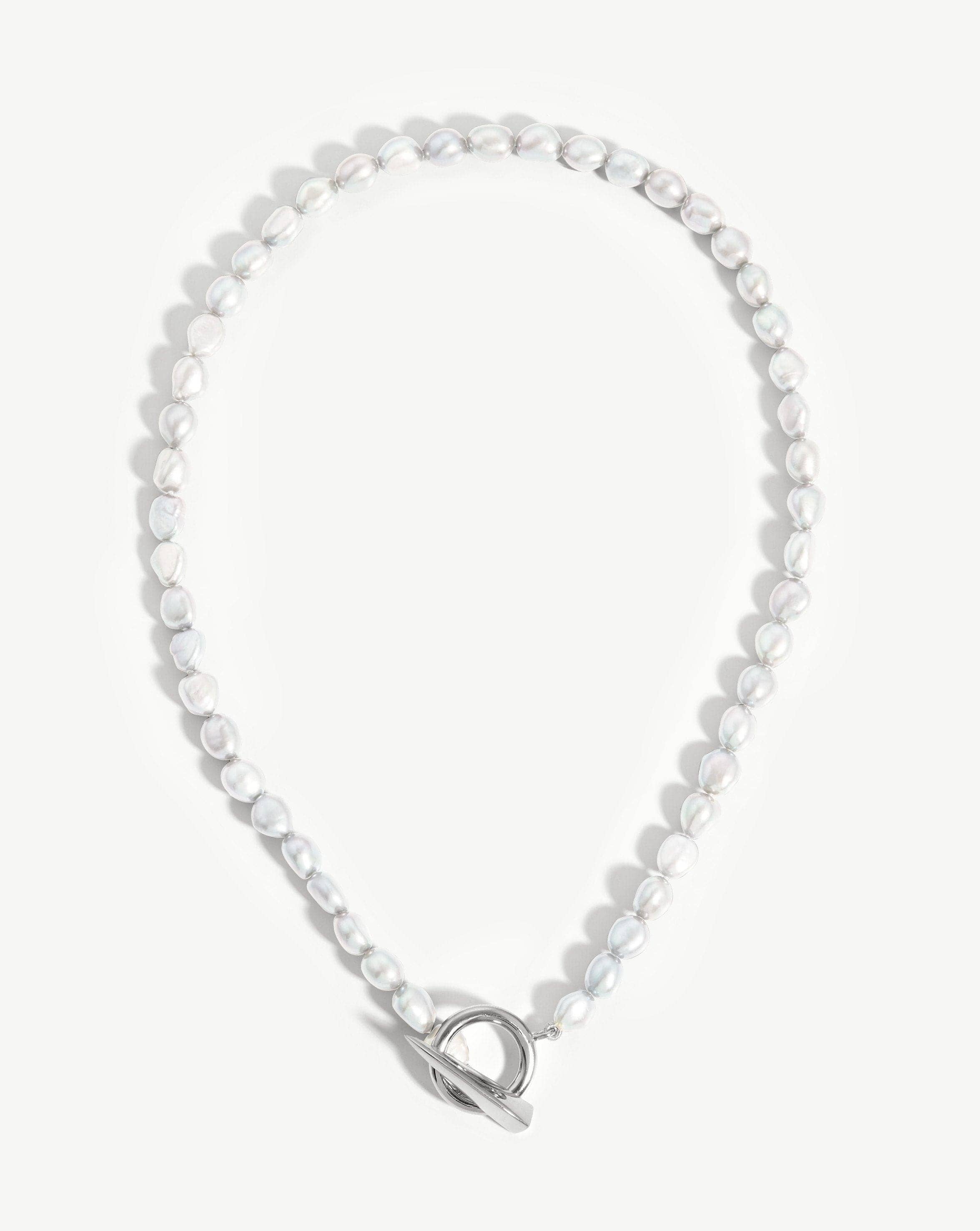 Baroque Pearl Claw T-Bar Necklace | Sterling Silver/Pearl Necklaces Missoma 