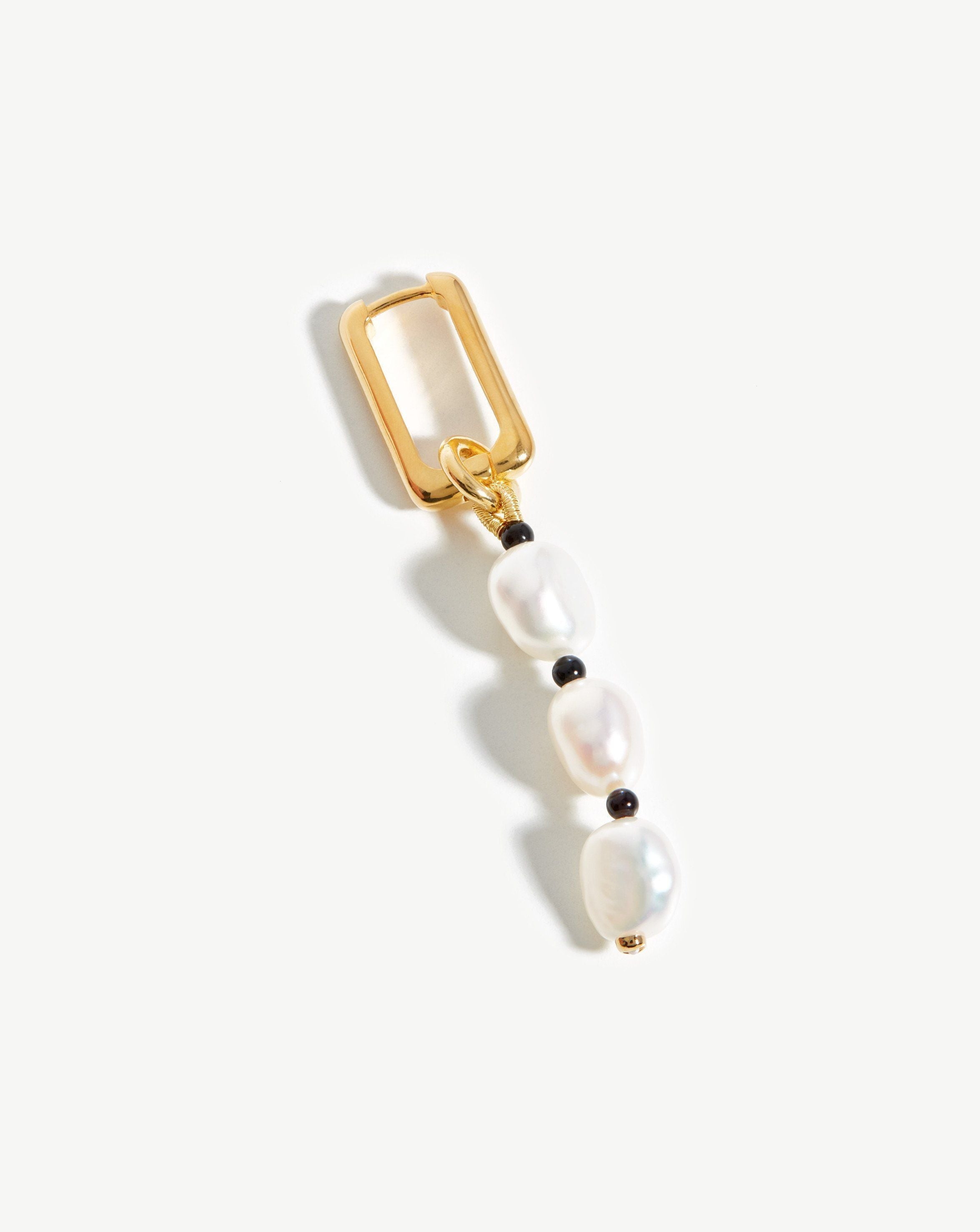 Baroque Pearl Single Drop Earring Earrings Missoma 18ct Gold Plated Vermeil/Pearl & Black Onyx 