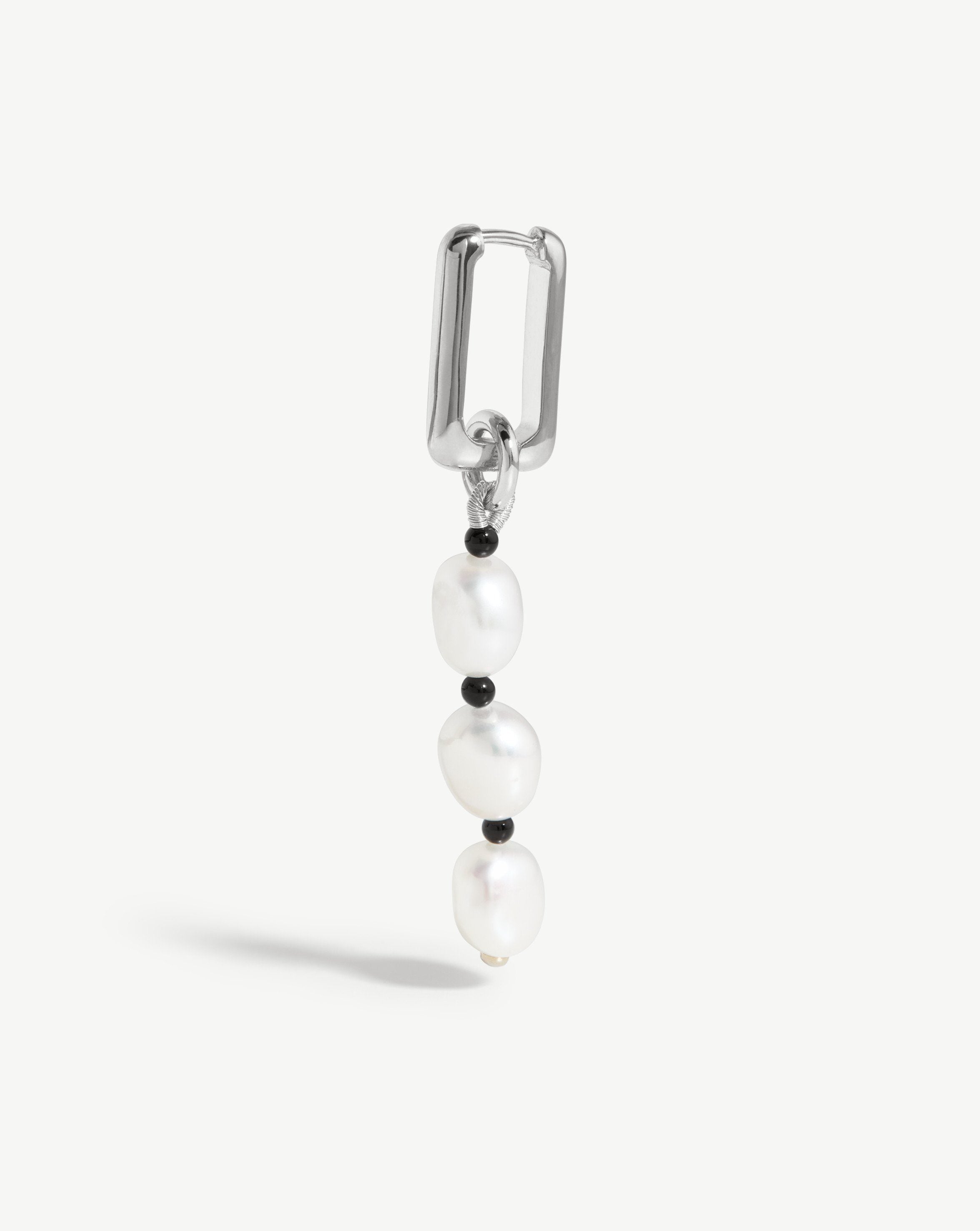 Baroque Pearl Single Drop Earring Earrings Missoma Sterling Silver/Pearl & Black Onyx 