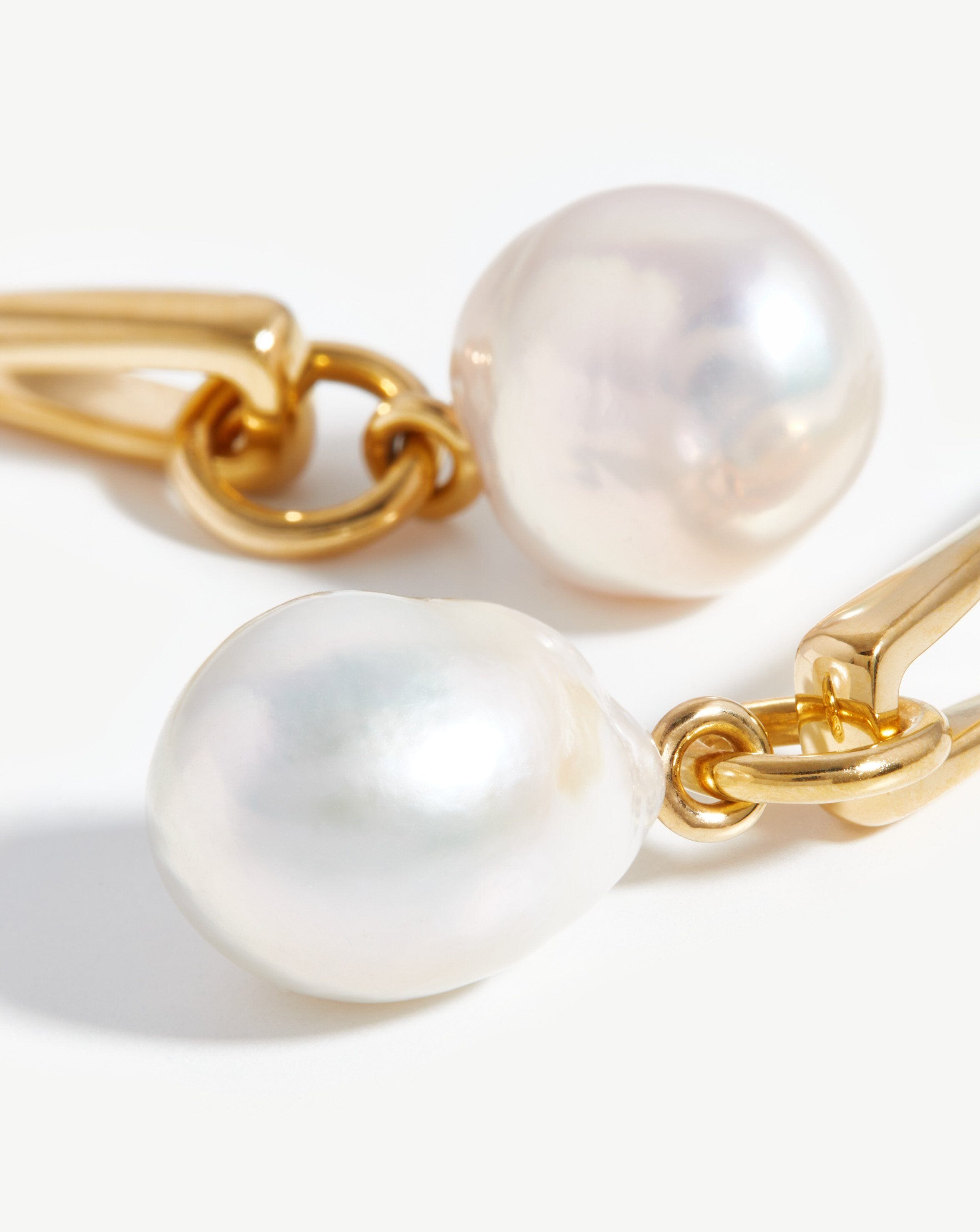 Baroque Pearl Twisted Drop Earrings | 18ct Gold Plated/Pearl Earrings Missoma 