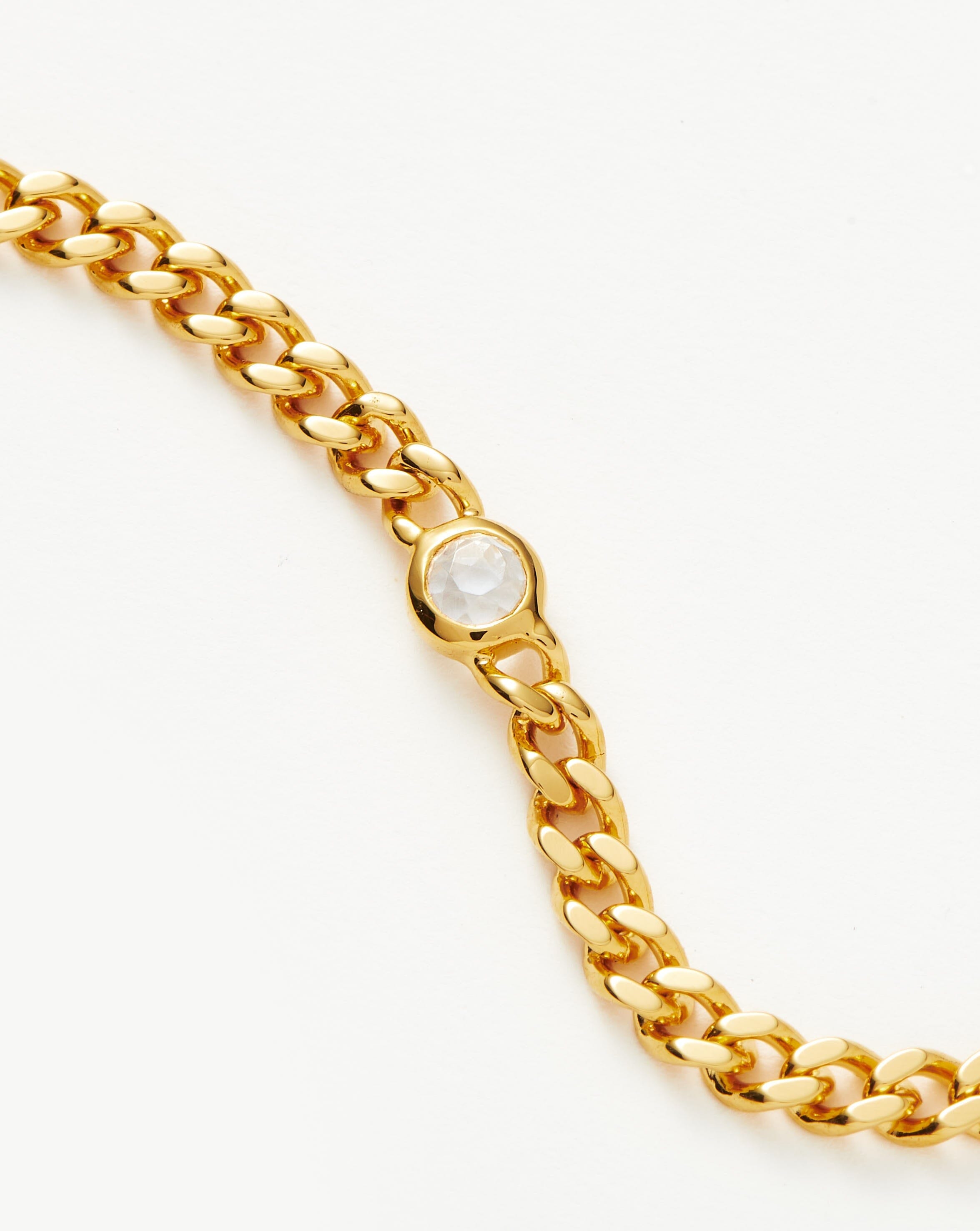 Birthstone Chain Bracelet - April | 18ct Gold Plated Vermeil/Crystal Bracelets Missoma 