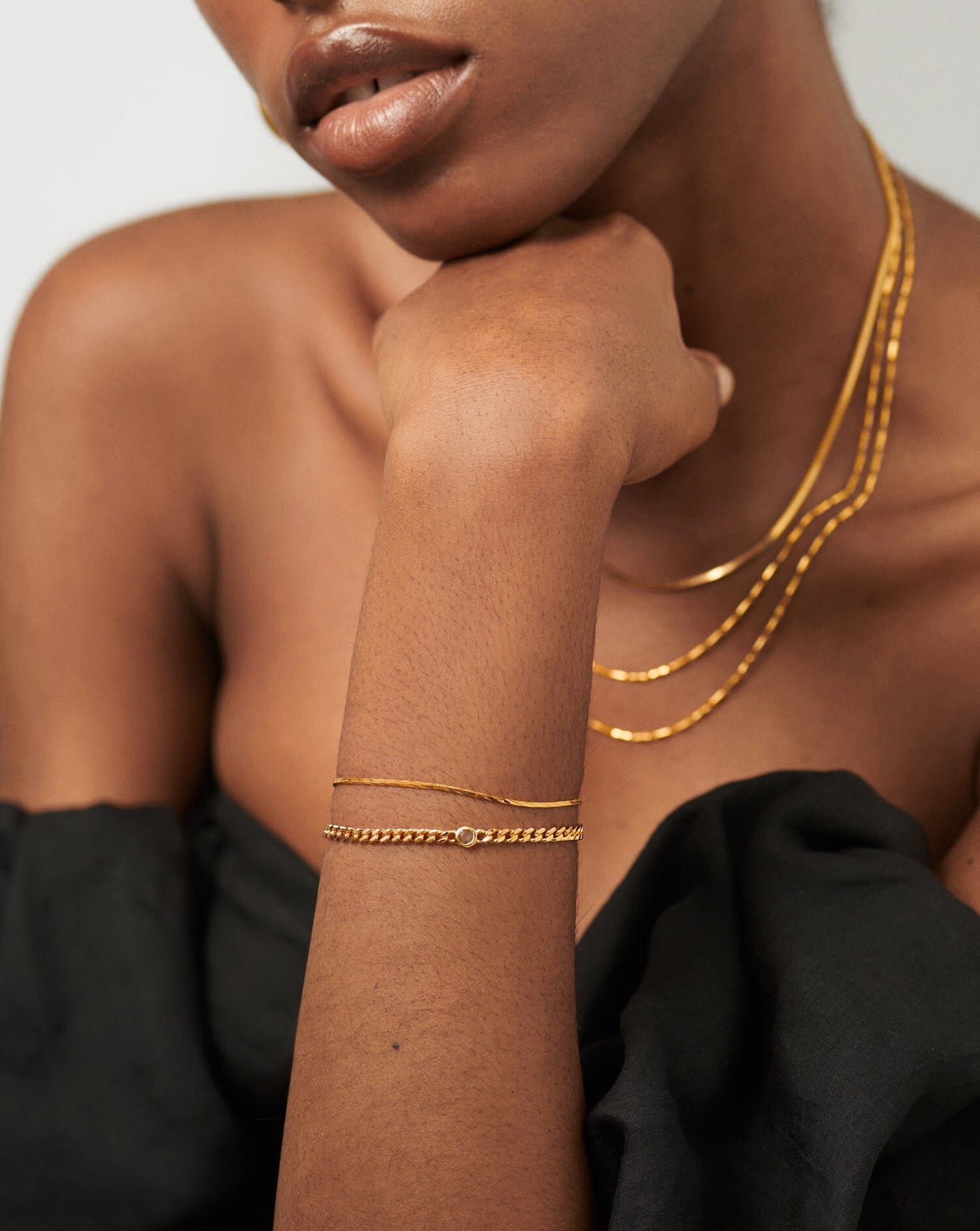 Birthstone Chain Bracelet - April | 18ct Gold Plated Vermeil/Crystal Bracelets Missoma 