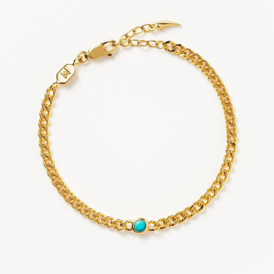 Birthstone Chain Bracelet - December | 18ct Gold Plated Vermeil/Turquoise Bracelets Missoma 