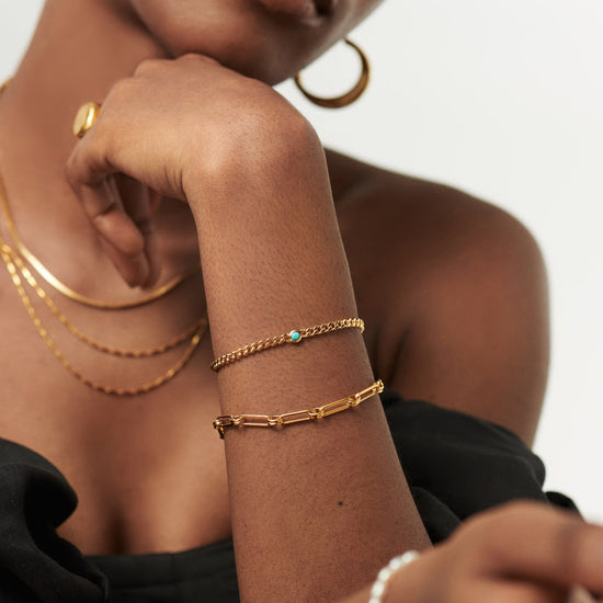 Birthstone Chain Bracelet - December | 18ct Gold Plated Vermeil/Turquoise Bracelets Missoma 