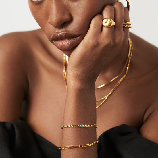 Birthstone Chain Bracelet - December | 18ct Gold Plated Vermeil/Turquoise Bracelets Missoma 