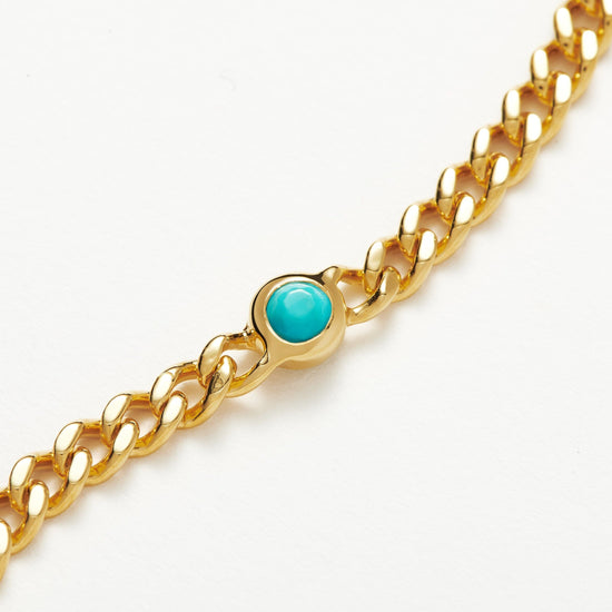 Birthstone Chain Bracelet - December | 18ct Gold Plated Vermeil/Turquoise Bracelets Missoma 