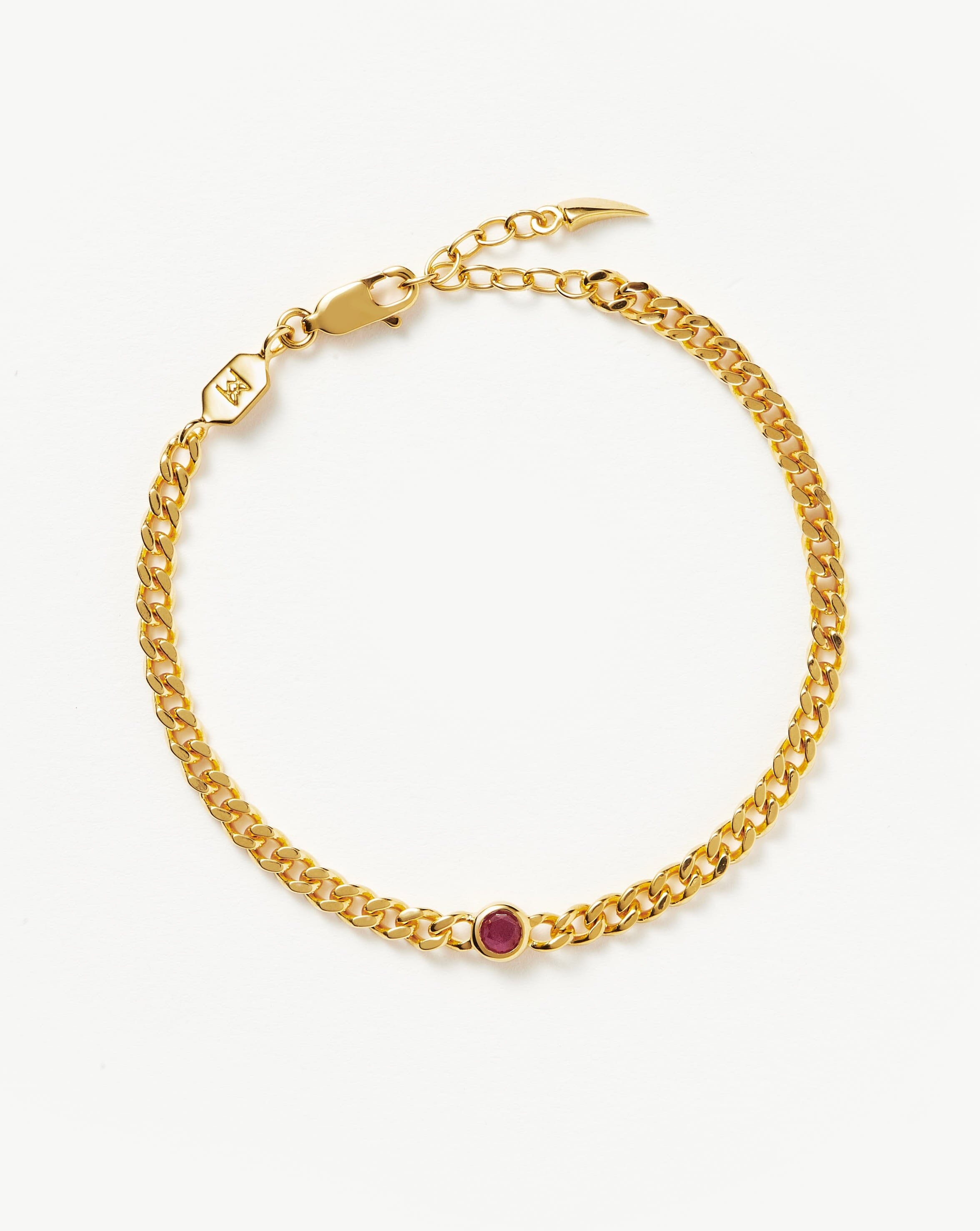 Birthstone Chain Bracelet - July | 18ct Gold Plated Vermeil/Ruby Bracelets Missoma 