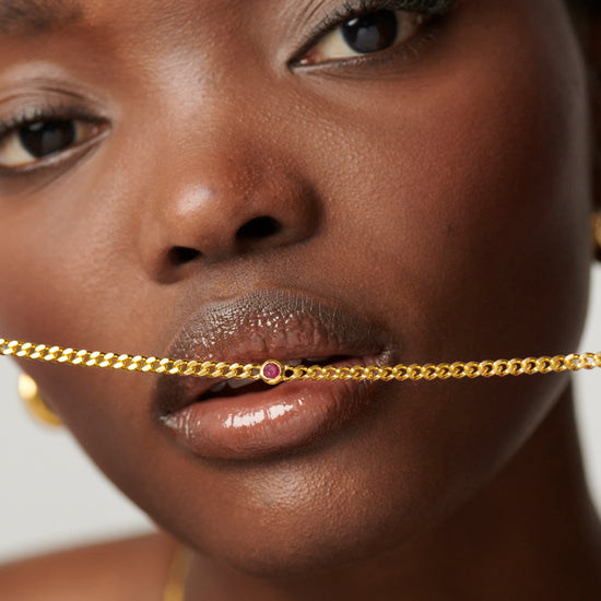 Birthstone Chain Bracelet - July | 18ct Gold Plated Vermeil/Ruby Bracelets Missoma 