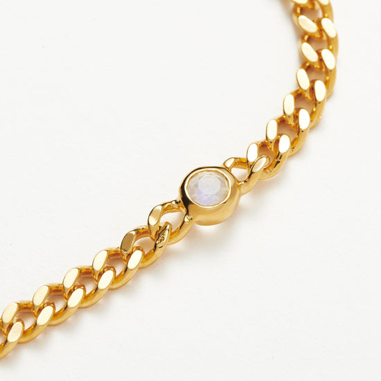 Birthstone Chain Bracelet - June | 18ct Gold Plated Vermeil/Rainbow Moonstone Bracelets Missoma 