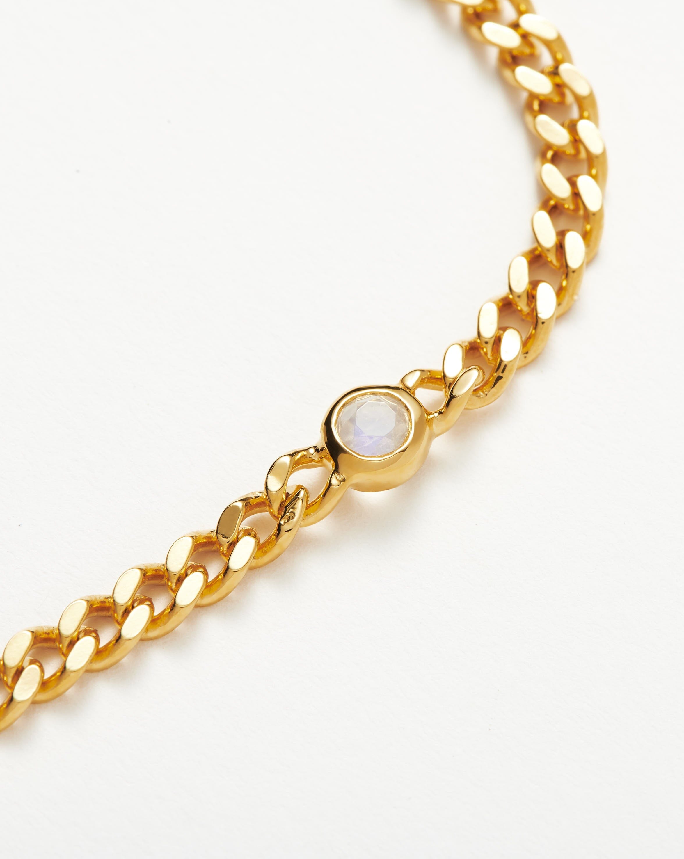 Birthstone Chain Bracelet - June | 18ct Gold Plated Vermeil/Rainbow Moonstone Bracelets Missoma 